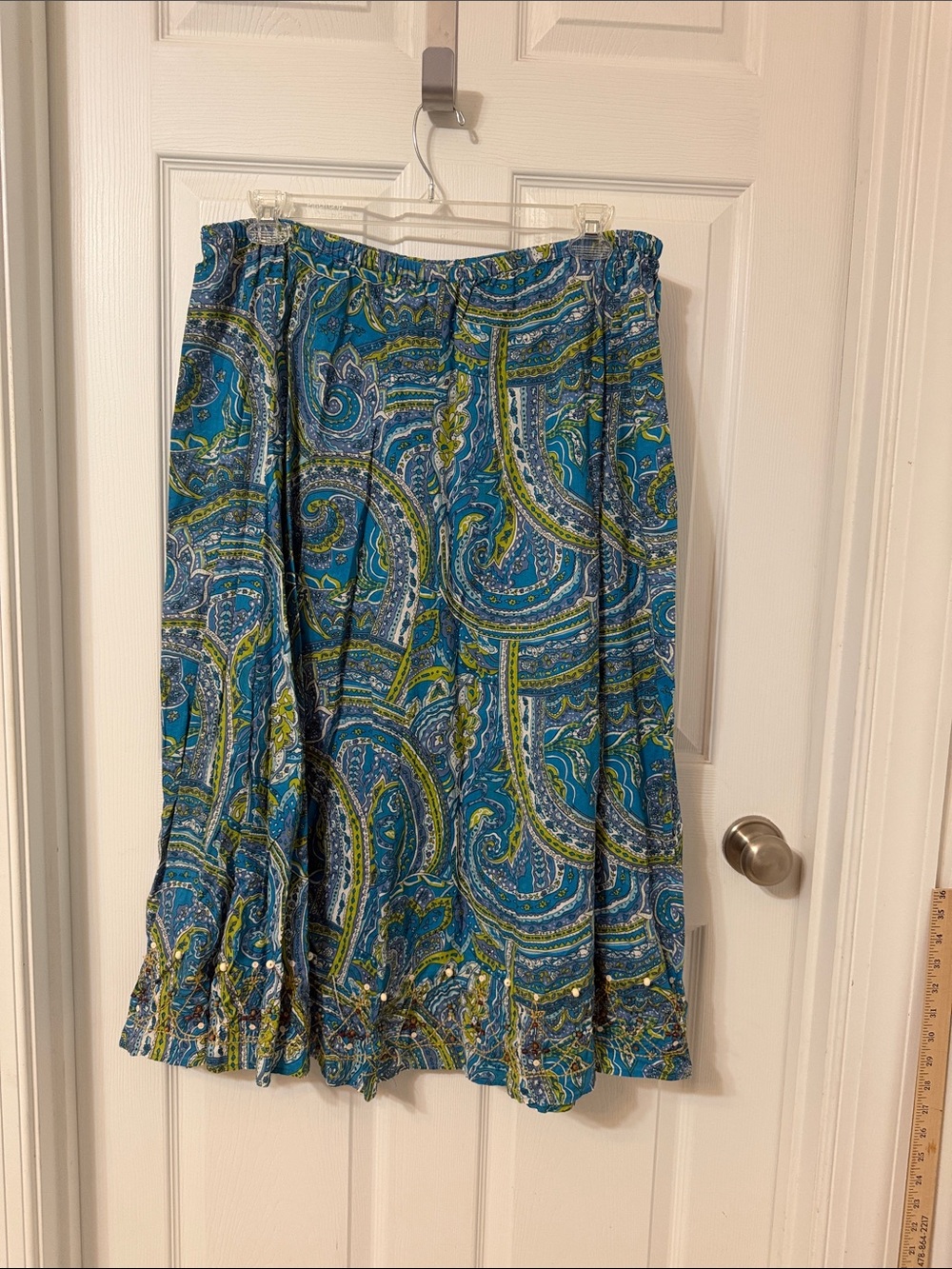 Avenue Blue Teal Paisley Midi Skirt